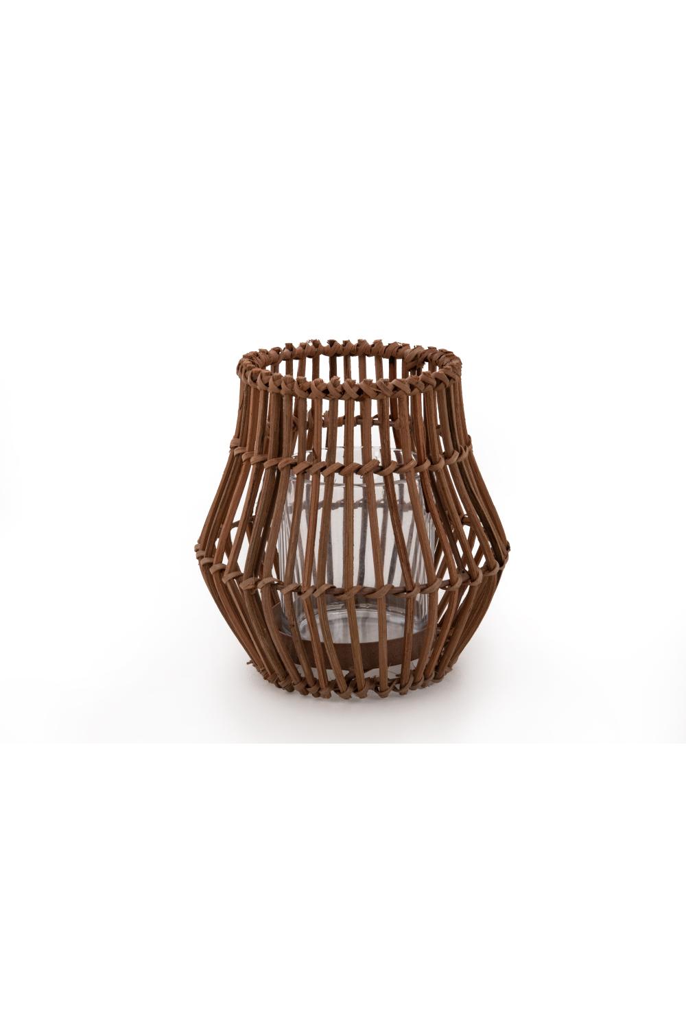 Windlicht; Rattan; Höhe 17 cm