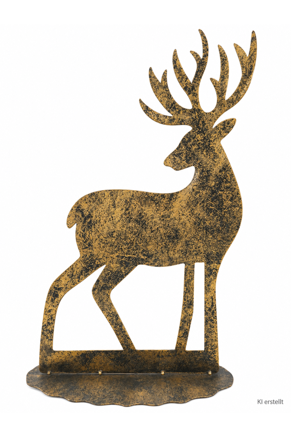 Hirsch aus Melall stehend; Höhe: ca. 47 cm; Gold burned