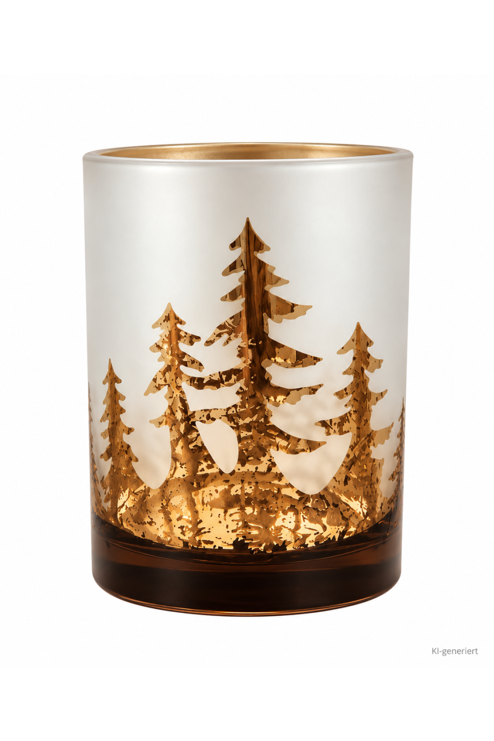 Windlicht; Motiv: Wald; Höhe 12 cm