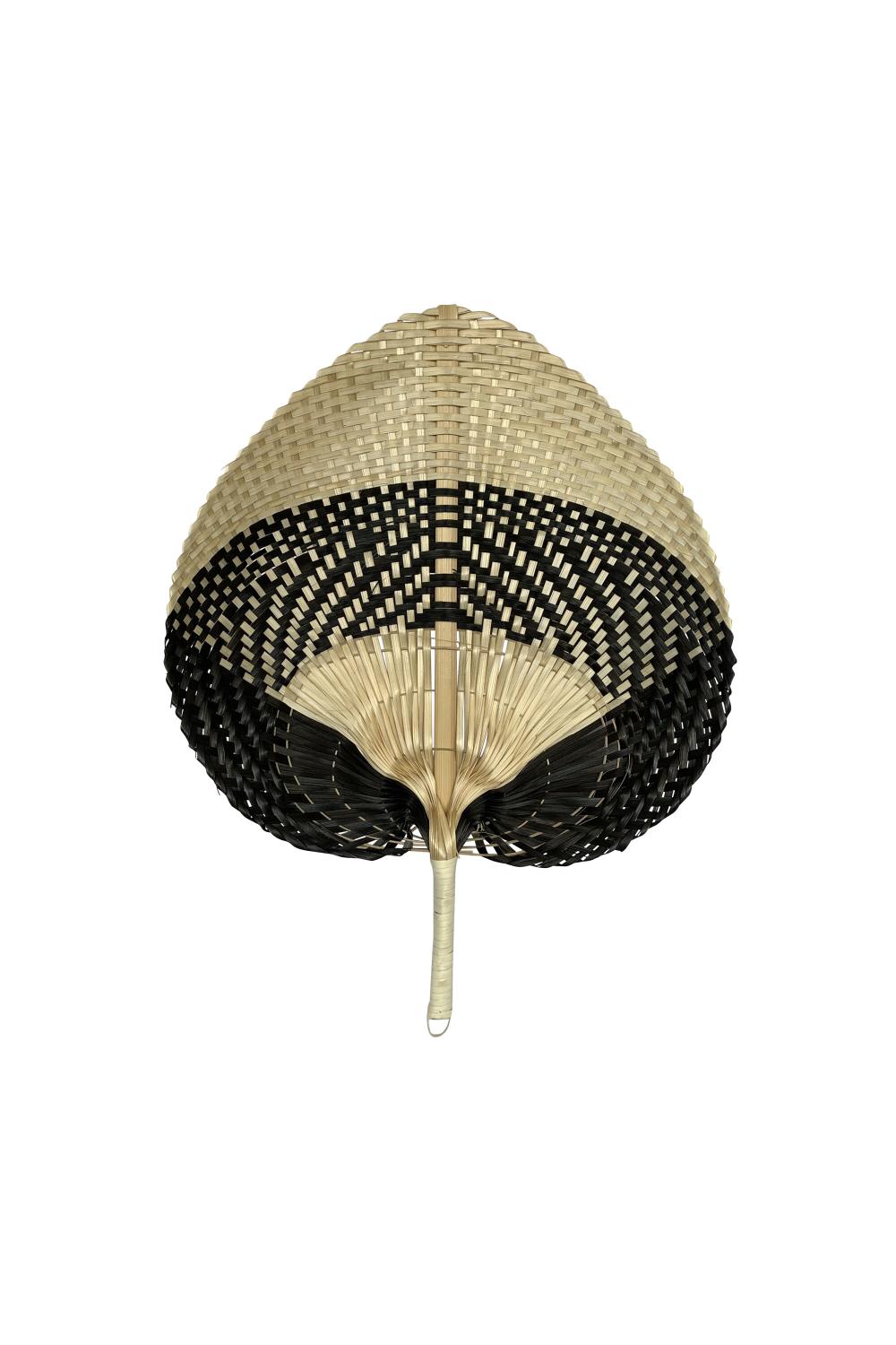 Fächer aus Bambus; Ventilator; Block schwarz/Natur; 40 cm
