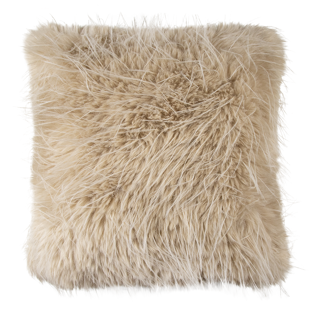 Kissen Teddy; Langhaar; 45 x 45 cm; Farbe: Beige