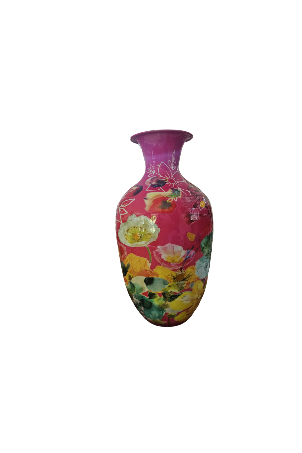 Vase mit floralem Muster; Höhe ca. 41 cm