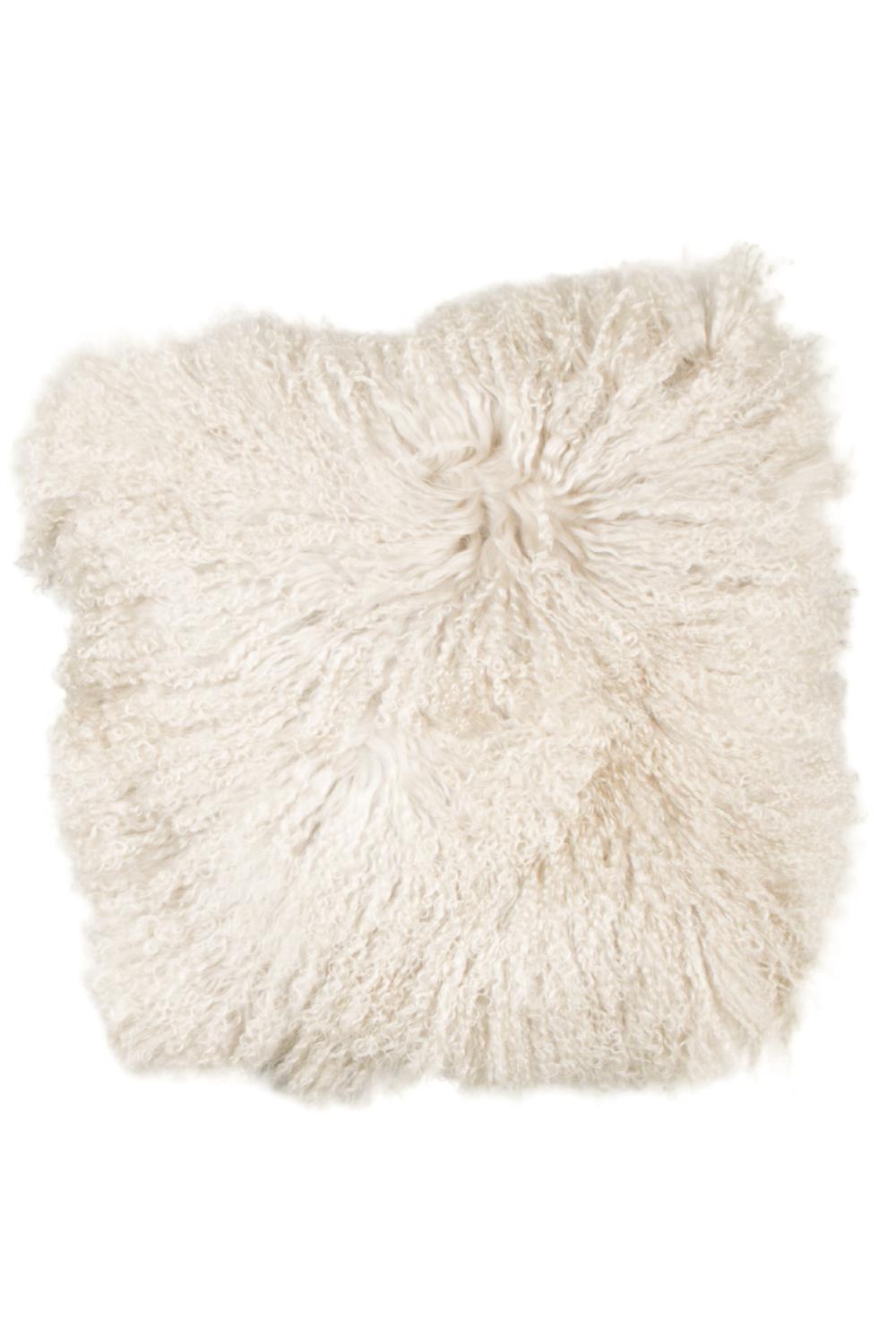 Tibet Schaffell Kissen; 45 x 45 cm; Farbe: Wollweiß