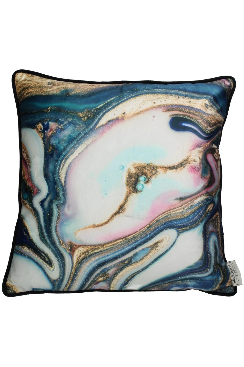 Kissen Agate; Samt Mix; 45 x 45 cm; Farbe: Türkies/ Pink/ Blau/Gold