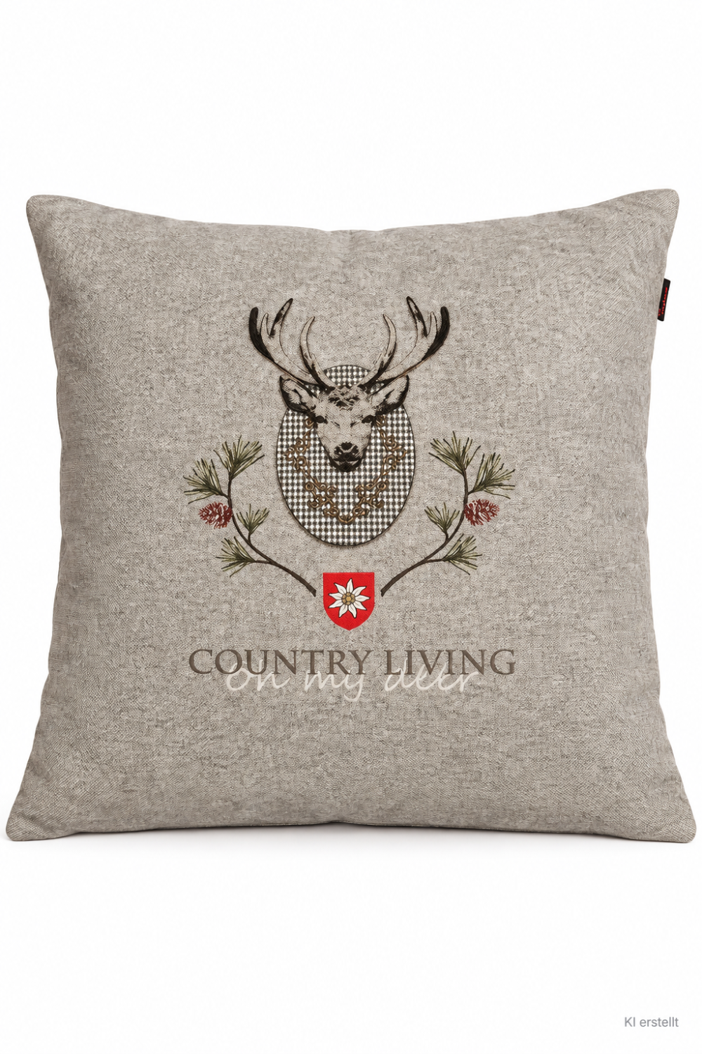 Kissen; Motiv Country; ca. 50 x 50  cm; Farbe Grau; Doppelseitig