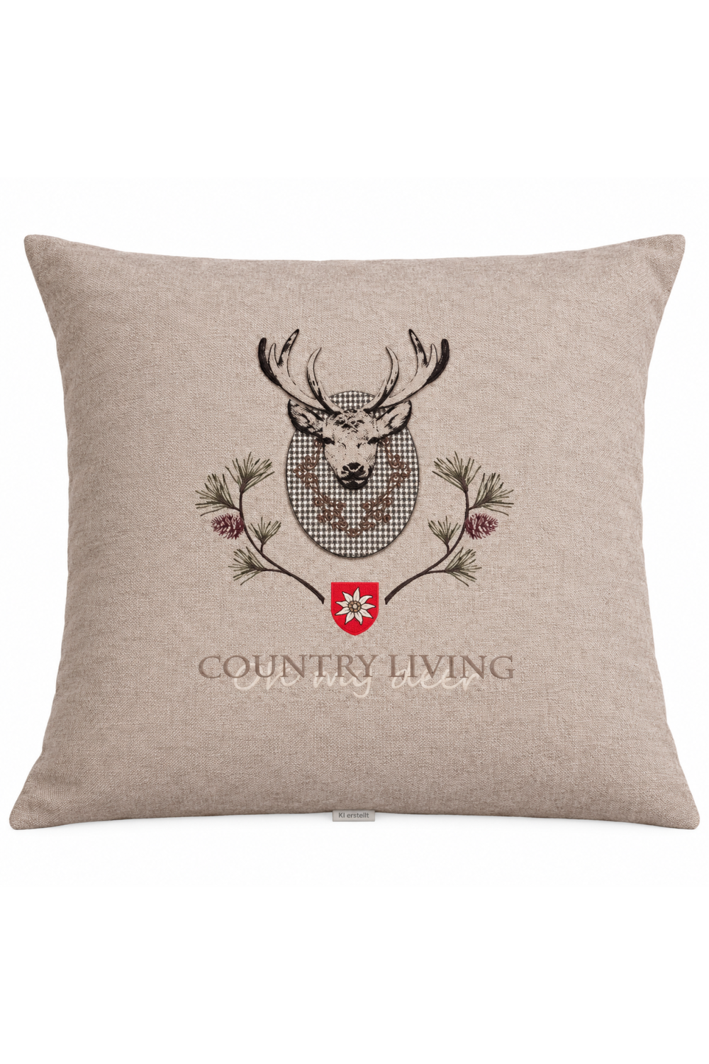 Kissen; Motiv Country; ca. 50 x 50  cm; Farbe Beige; Doppelseitig