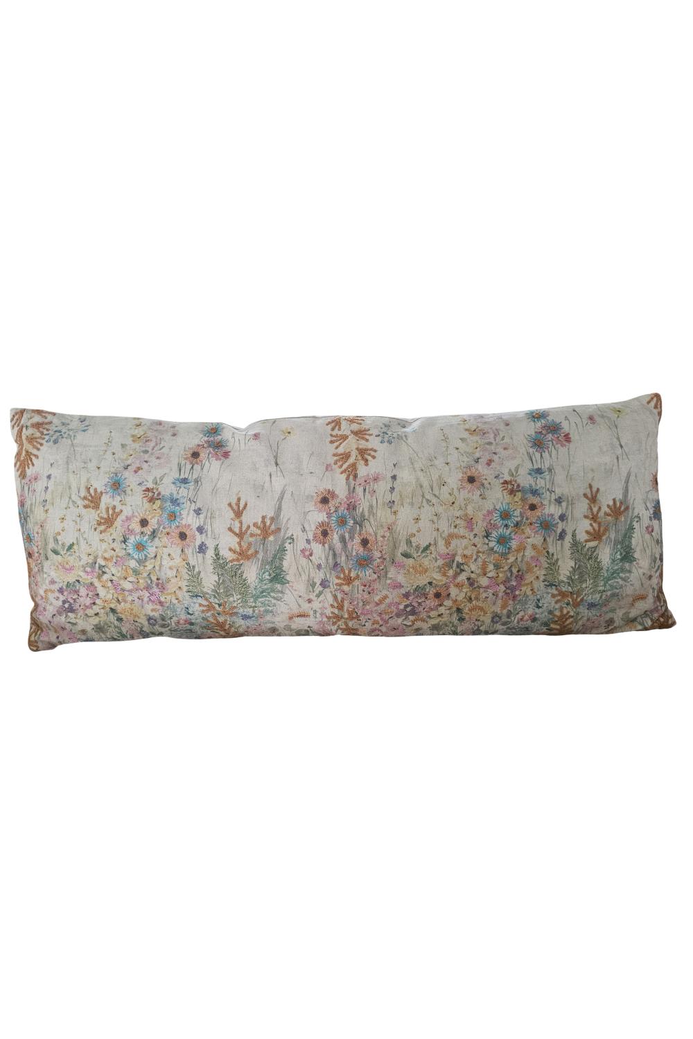 Kissen; Wiese Pastelltöne; ca. 79 cm ; Orange/Pink/ Grün