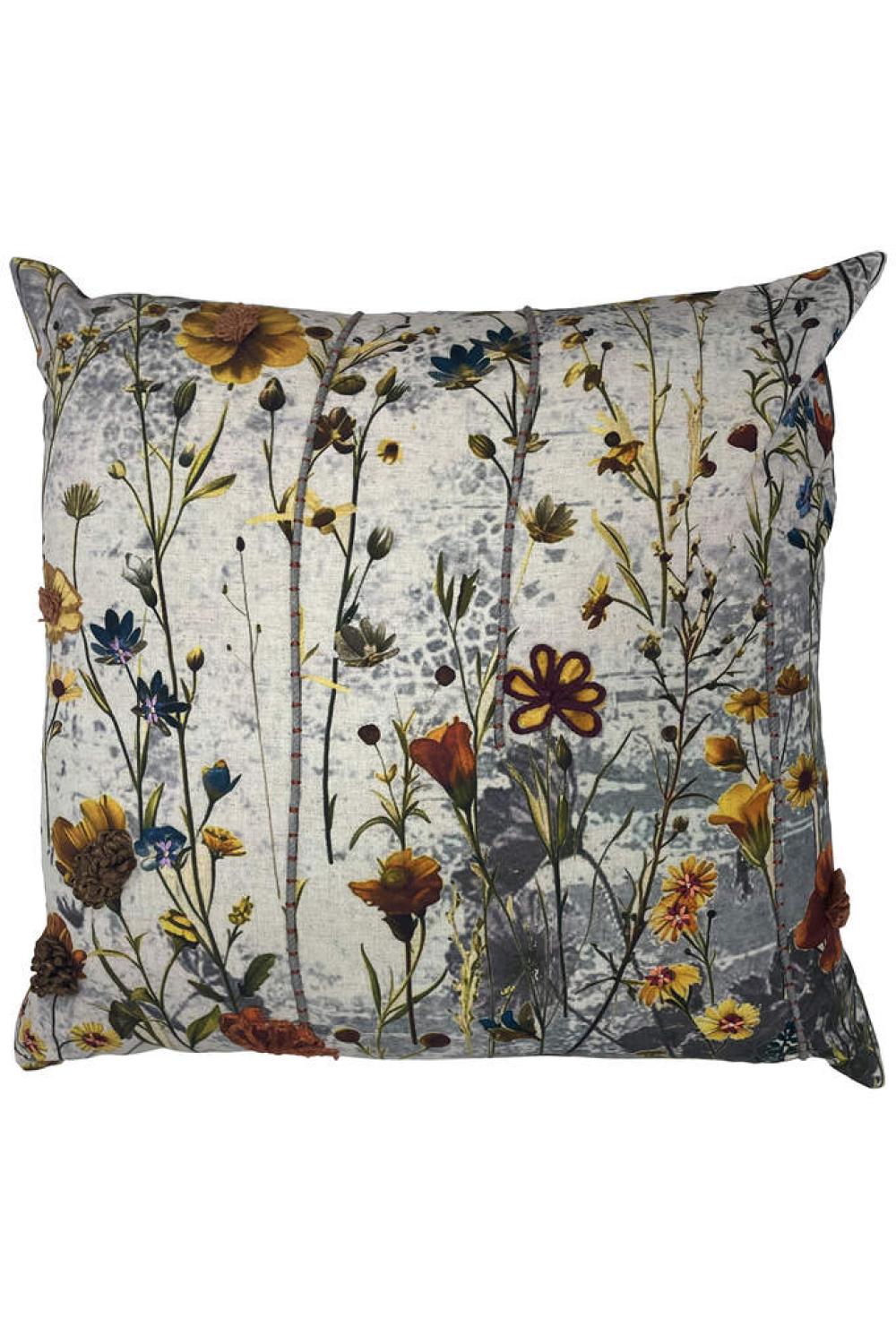 Kissen; Baumwolle; Motiv: Blumenkissen; bestickt; : 60 x 60 cm