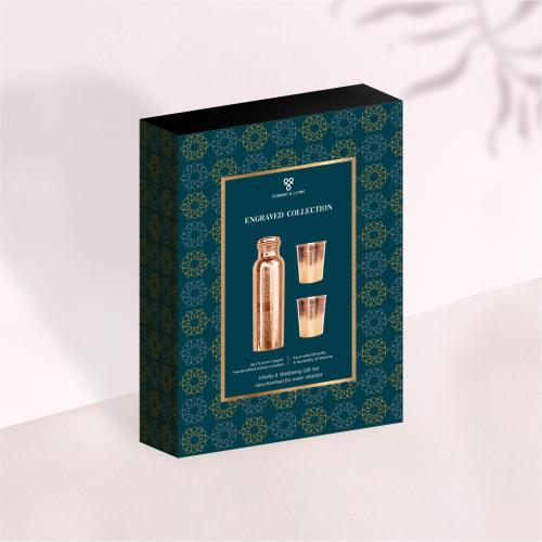 Trinkflasche aus Kupfer mit floralem Design 900ml
