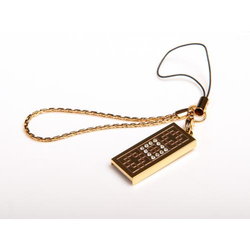 USB Stick Schmuck-Anhänger mit echten Swarovskisteinen, vergoldet
