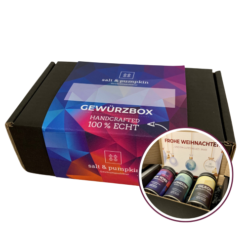 Gewürzbox (Wunschbox); Geschenkbox mit 3 Gewürzmischungen in Dosen
