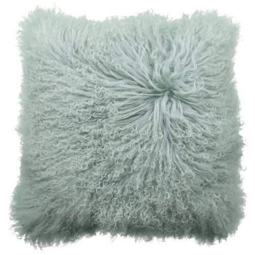 Tibet Schaffell Kissen; 45 x 45 cm; Farbe: Minze