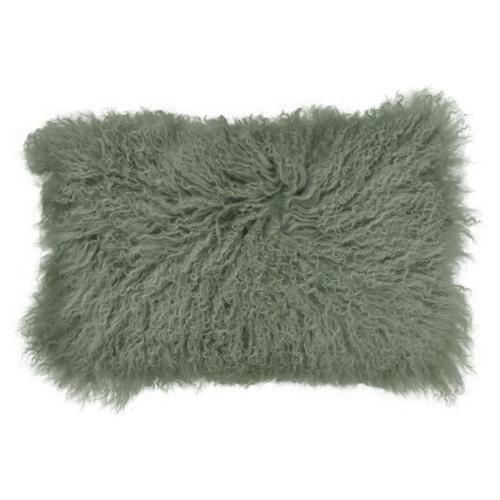 Tibet Schaffell Kissen; 30 x 50 cm; Farbe: Minze