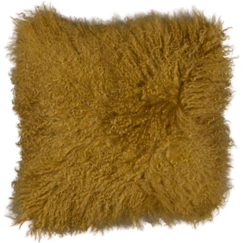 Tibet Schaffell Kissen; 45 x 45 cm; Farbe: Ocker