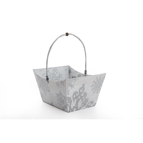 Präsentkörbe (25) Pappe; Sterne; Silber/Weiß; Größe C; 32 x 23 x 17 cm
