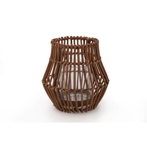 Windlicht; Rattan; Höhe 17 cm