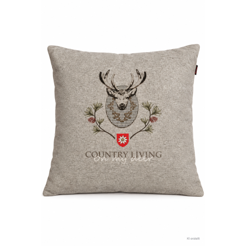 Kissen; Motiv Country; ca. 50 x 50  cm; Farbe Grau; Doppelseitig