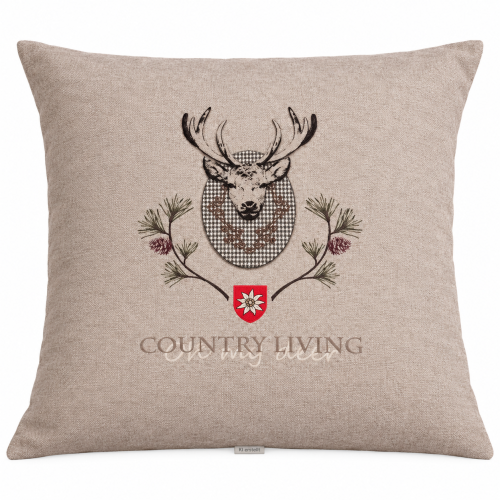 Kissen; Motiv Country; ca. 50 x 50  cm; Farbe Beige; Doppelseitig