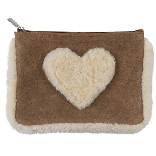 Schminktasche; Schaf ; 25 cm Weiß / Braun;