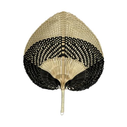 Fächer aus Bambus; Ventilator; Block schwarz/Natur; 40 cm