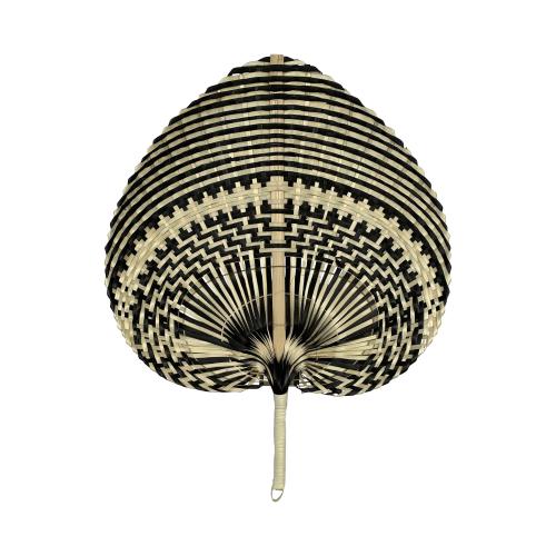 Fächer aus Bambus; Ventilator; Streifen schwarz/Natur; 40 cm