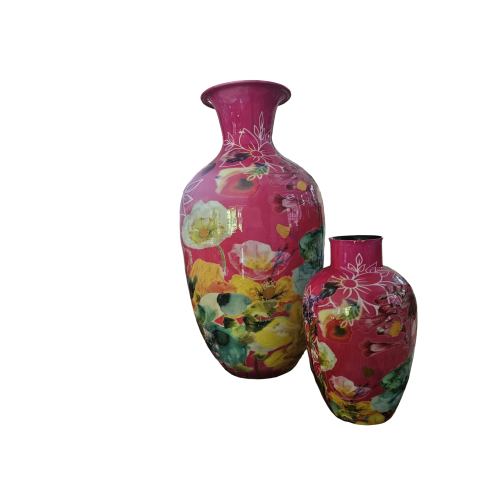 Vase mit floralem Muster; Höhe ca. 41 cm