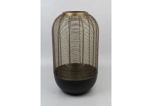 Laterne (M)  29,8 x 29,8 x 52 cm mit Glaseinsatz; Schwarz / Gold