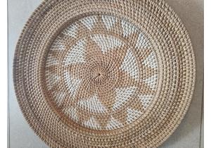 Wandplatte aus Rattan; 50 cm; rund