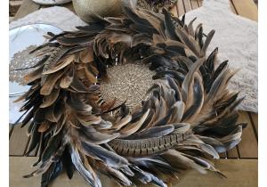 Federkranz; Durchmesser: ca. 49 cm ; Fasan; Braun