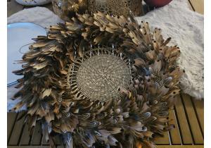 Federkranz; Durchmesser: ca. 49 cm ; Hahn /Fasan; Braun