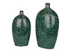 Vase flach Bita Keramik mit floralem Muster