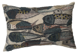 Kissenhülle; Motiv: Fische, 45 x 30 cm; Farbe: Blau/Weiss