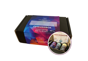 Gewürzbox (Wunschbox); Geschenkbox mit 3 Gewürzmischungen in Dosen