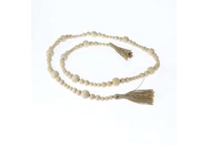 Holz-Girlande mit 2 Quasten 155 x 1,5 x 1,5 cm, Naturfarben