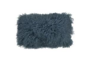 Tibet Schaffell Kissen; 30 x 50 cm; Farbe: Altblau