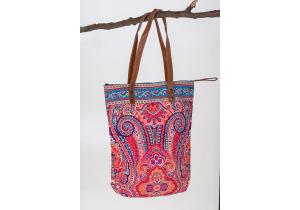 Canvas Bag; Motiv: Ornament; Farbe: Orange / Lila / Gelb / Türkies; ca. 42, 5 x 47 x  10,5 cm