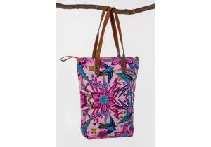 Canvas Bag; Motiv: Kolibri; Fabe: Rosa/ Pink; ca. 34,5 x  41,5 cm