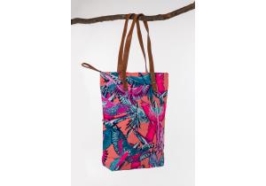 Canvas Bag; Motiv: Kakadu: Farbe: Orange / Türkies; ca. 34,5 x 41,5 cm