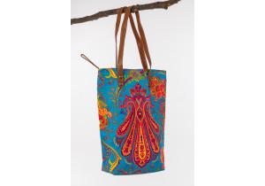 Canvas Bag; Motiv: Pailsey: Hellblau / Orange; ca. 34,5 x 41,5 cm