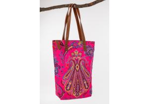 Canvas Bag; Motiv: Pailsley; Farbe: Pink / Gelb; ca, 34,5 x 41,5 cm