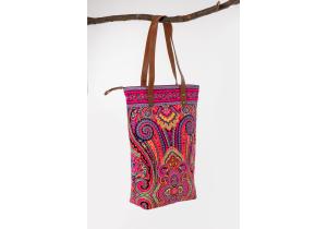 Canvas Bag; Motiv: Paisley; Farbe: Orange / Blau  / Pink / Grün; ca. 34,5 x 41,5 cm