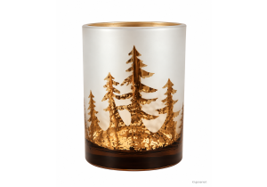 Windlicht; Motiv: Wald; Höhe 12 cm