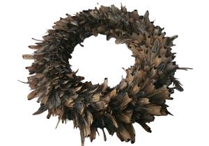 Federkranz; Durchmesser: ca. 49 cm ; Hahn /Fasan; Braun