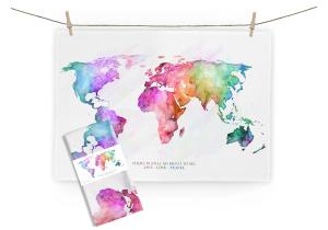 Geschirrtuch World  Map; Maße: ca. 70 x 50 cm