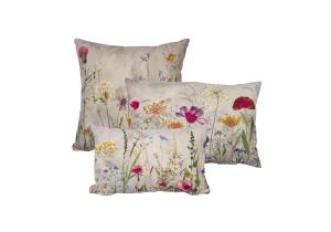 Kissen; Baumwolle; Motiv: Wilde Blumen Cosmea; bestickt; : 40 x 60 cm