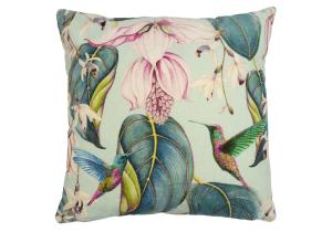 Kissen; Samt; Motiv Kolibri; 45 x 45 cm