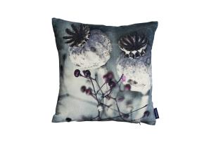 Kissen; Samt; Motiv Mohn; 45 x 45 cm