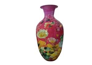 Vase mit floralem Muster; Höhe ca. 41 cm