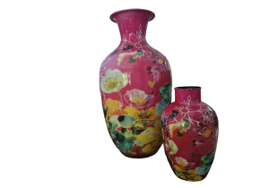 Vase mit floralem Muster; Höhe ca. 41 cm