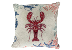 Kissen; Motiv Hummer; 45 x 45 cm; Weiss